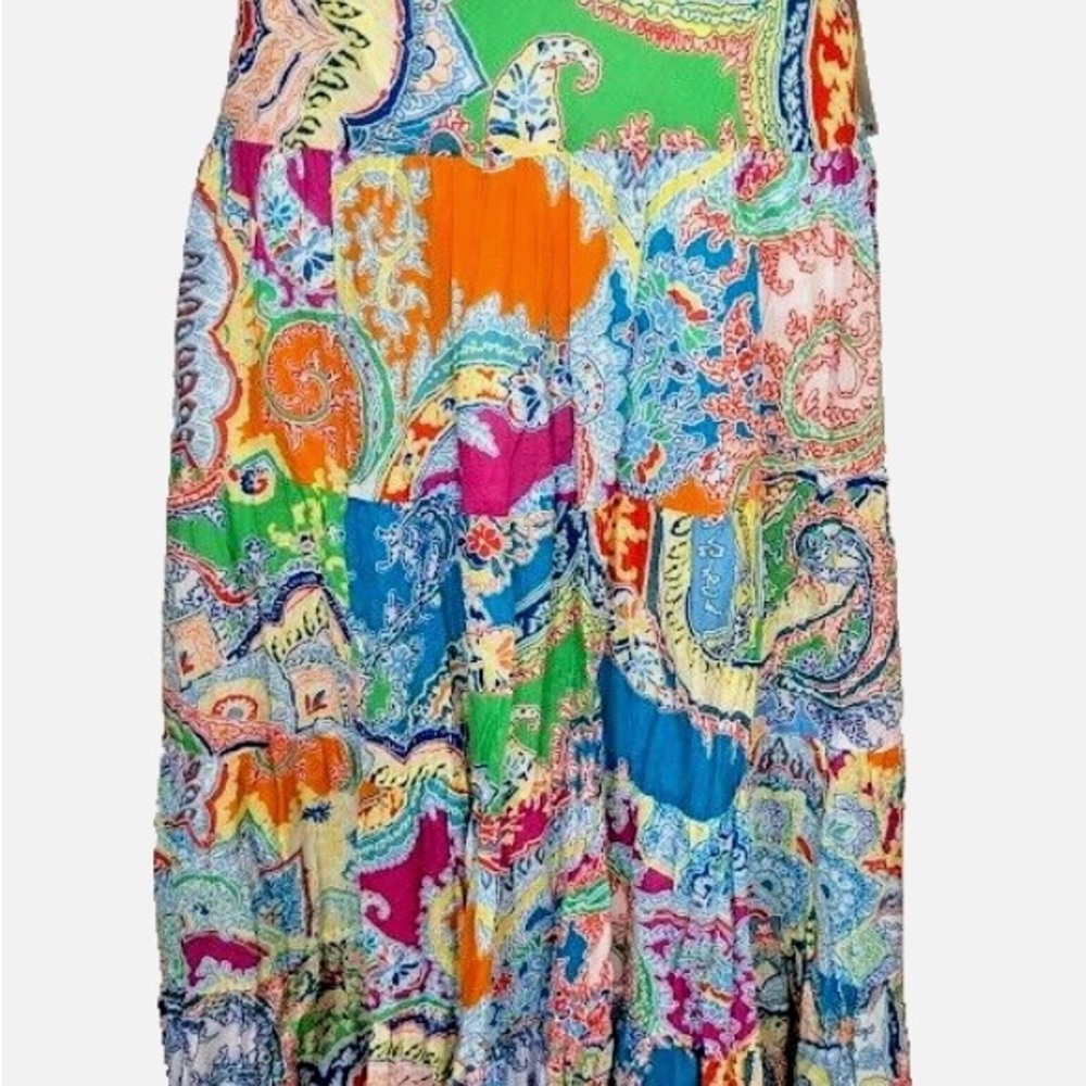 Ralph Lauren Paisley Patchwork Maxi Skirt in Green, Blue, Orange, Pink & Cream